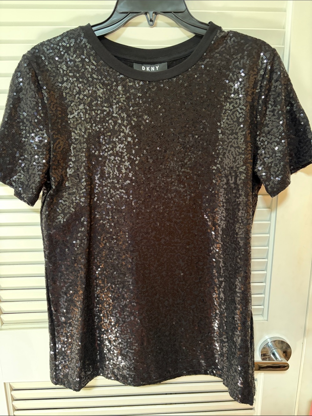 DKNY Black Short-Sleeve Sequin Tee